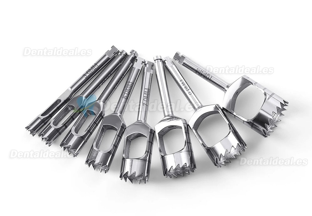 Kit 8 Piezas Fresas Trepanadoras &Oacute;seas Cortas para Implantes Dentales